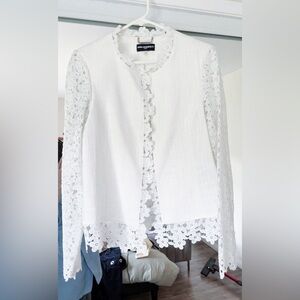 Chico's White Lace Accent Blouse